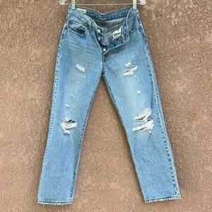 Levi's Button Fly Straight Leg Jeans Blue Distressed 5-pocket Style Womens Sz 26